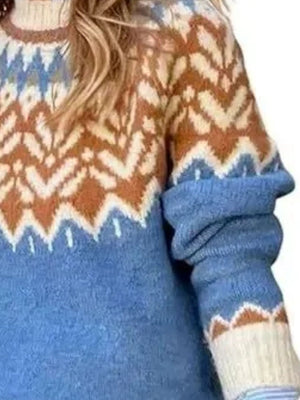 brown pullover sweater featuring plus-size and Fair Isle
