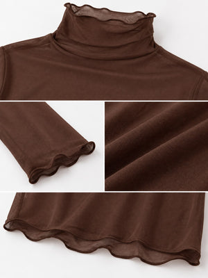Apricot t-shirt with hip-length and pullover
