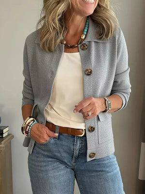 Navy relaxed cardigan with collared
