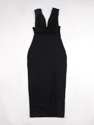 Made from at least 95% polyester with spandex bodycon dress in Black with fitted silhouette