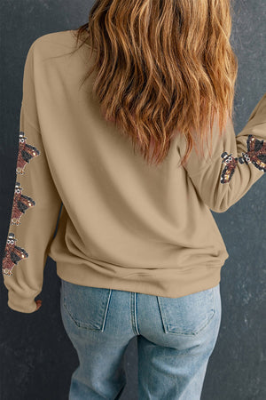 Khaki sweatshirt with hip-length and pullover