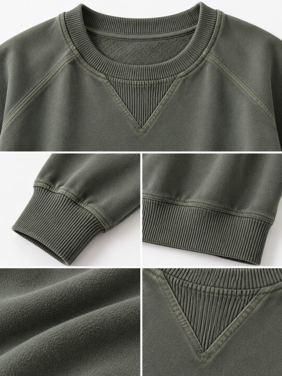 sweatshirt in taupe with ribbed and hip-length