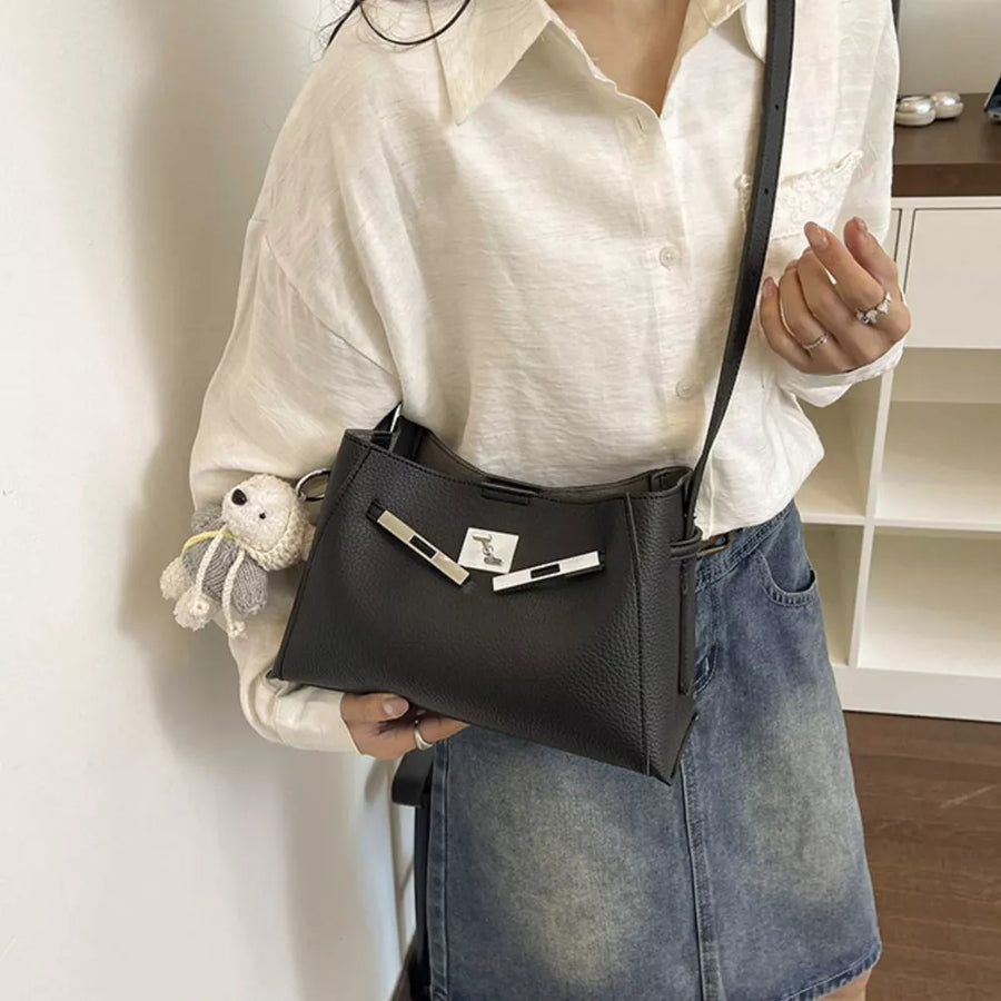 Black with Lock Detail Crossbody Bag