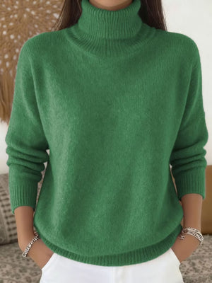 Gray relaxed turtleneck sweater with turtleneck