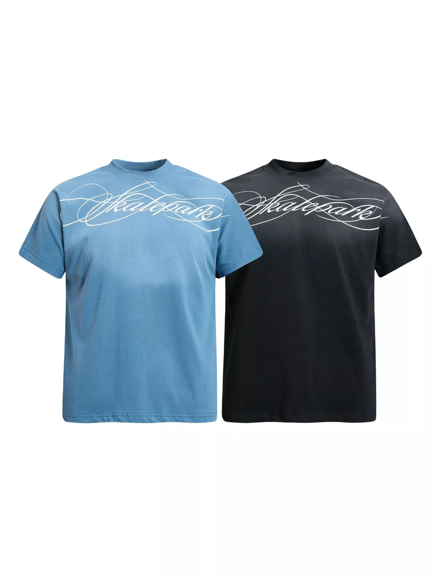 dusty blue t-shirt with hip-length and pullover