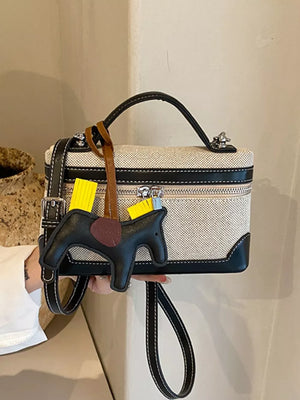 Black with Top Handle Detachable Strap Mini Handbag