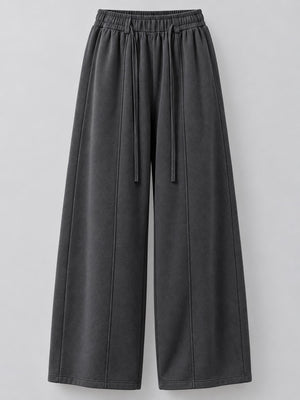 wide-leg pants in burgundy with adjustable and full-length
