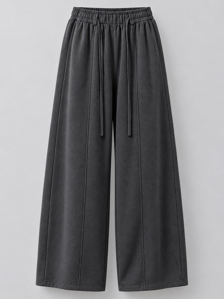 wide-leg pants in burgundy with adjustable and full-length