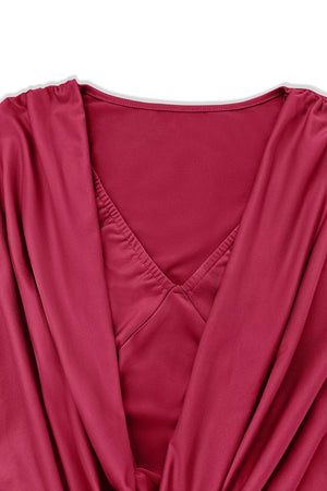 Ruched Cowl Neck Long Sleeve Mini Dress, view 21