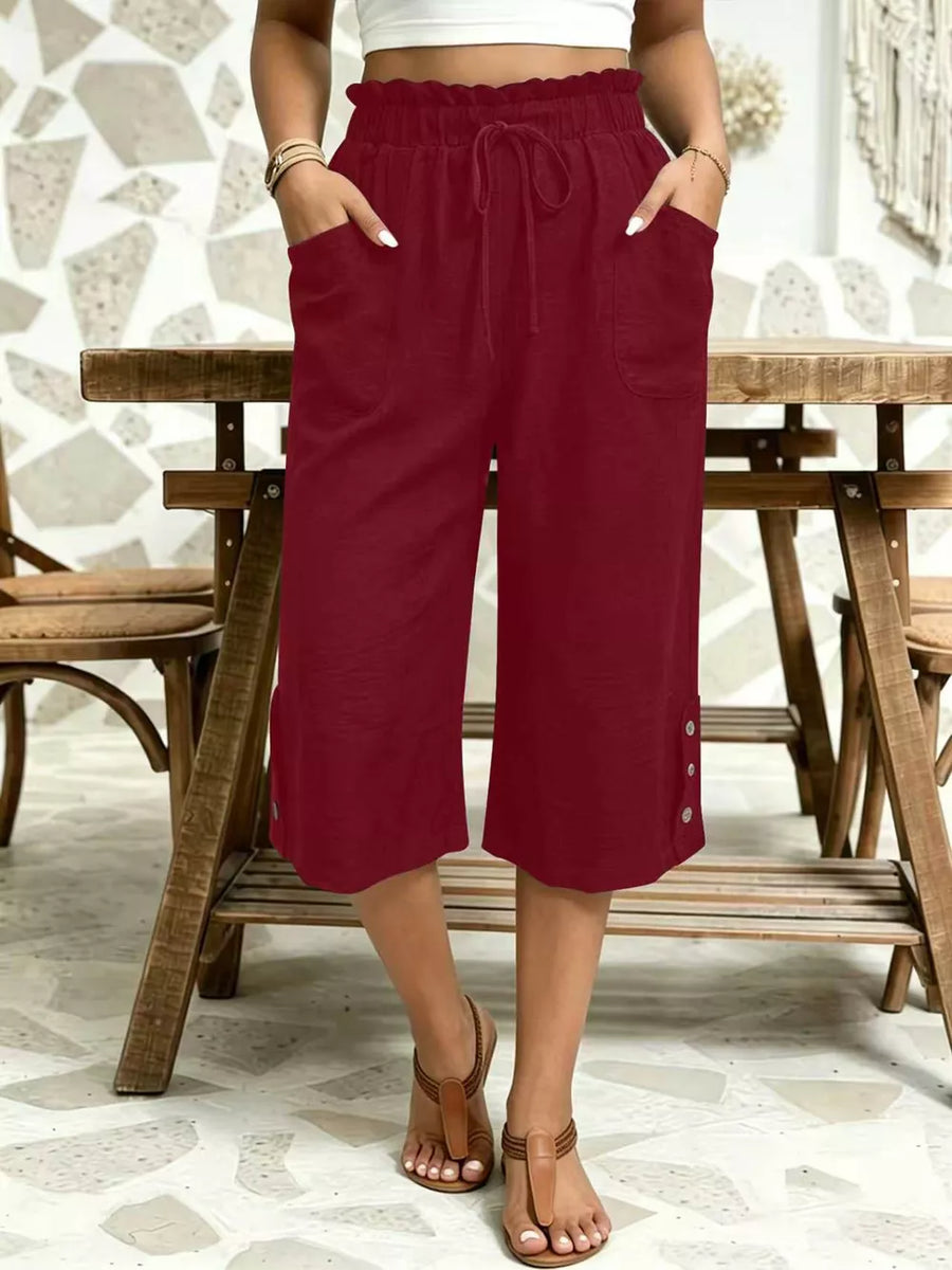 capri in Lotus Color with drawstring waist and capri