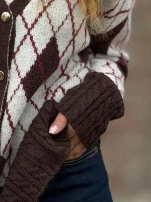 100% polyester Care instructions: Machine wash cold cardigan in burgundy with relaxed silhouette