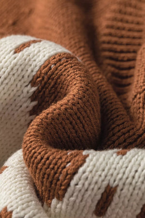 pullover sweater in rust with stretch and waist-length