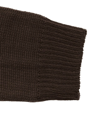 zip-up sweater featuring horse motif in Coffee Brown with 100% acrylic Care instructions: Machine wash cold texture