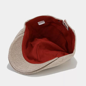 Classic Breathable Newsboy Cap in Orange with short brim