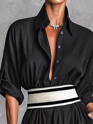 Black maxi dress with maxi and button-front