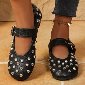 Mary Jane flats in burgundy