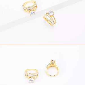 18K Gold-Plated, Copper, Zircon Care instructions: Avoid wearing during exercise ring in Gold with straight silhouette