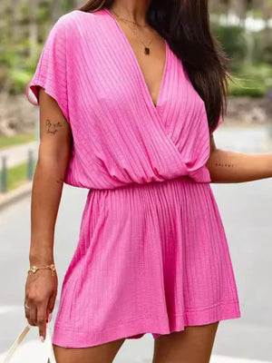 light beige romper with pullover and ribbed