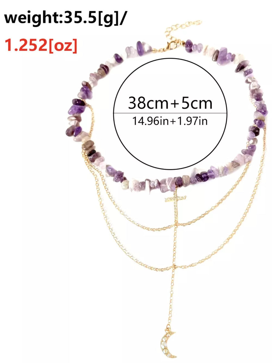 necklace in amethyst purple with layered and choker
