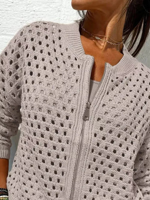 cardigan in Wine Red with openwork and zipper