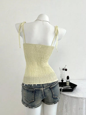 romantic camisole in light yellow with square neck