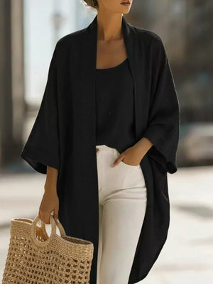 light blue relaxed cardigan with scoop neck