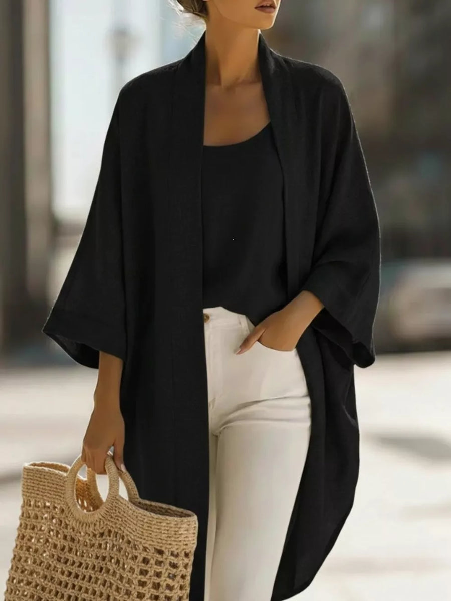 light blue relaxed cardigan with scoop neck
