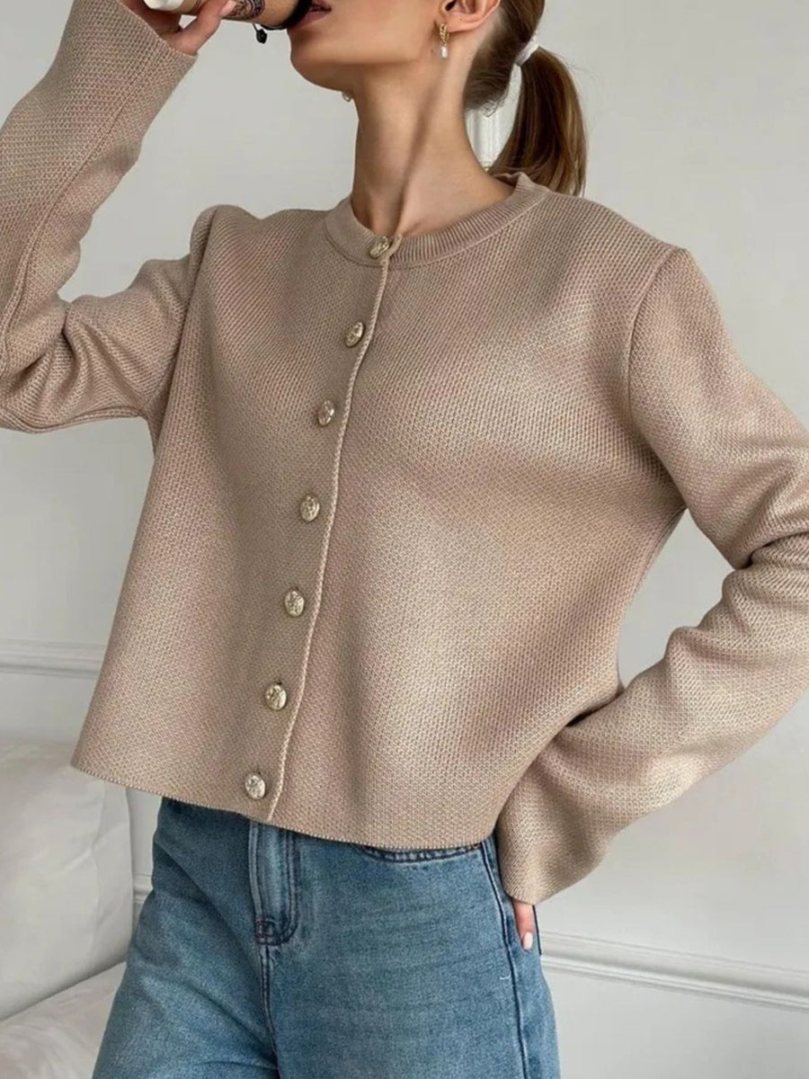Black relaxed cardigan with crew neck