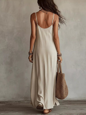 100% polyester Care instructions: Machine wash cold maxi dress in Light Blue with loose silhouette