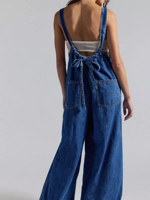 Sleeveless Wide-leg Jumpsuit in Dark Brown with pocketed