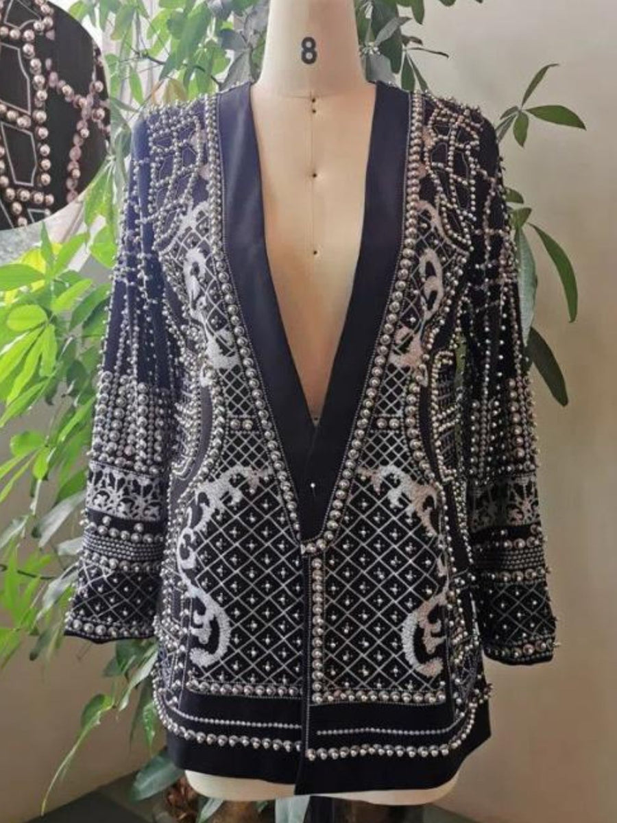 Polyester blazer in gold with fitted silhouette