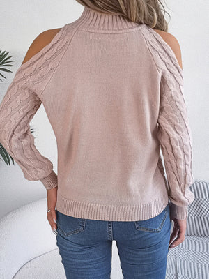 Burgundy pullover sweater with cutout and long sleeve