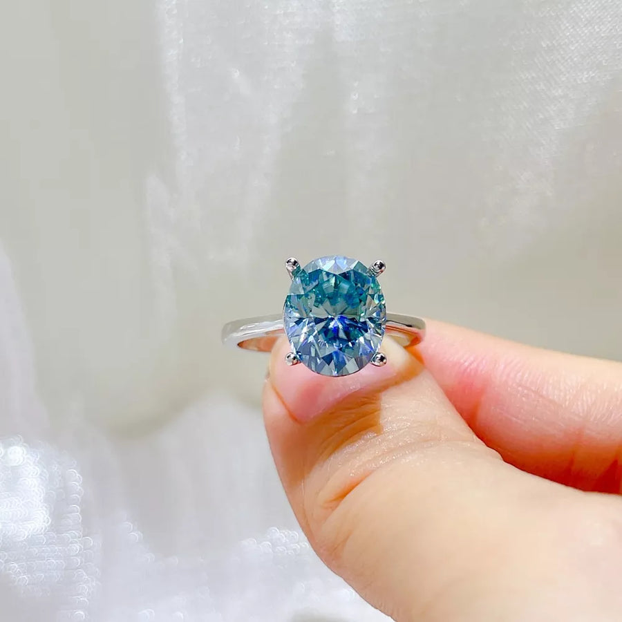 Pastel Blue with 5 Carat 925 Sterling Silver Ring in Pastel Blue