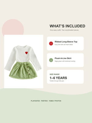 95%cotton,5%spandex Care instructions: Machine wash cold skirt set in sage green with A-line silhouette