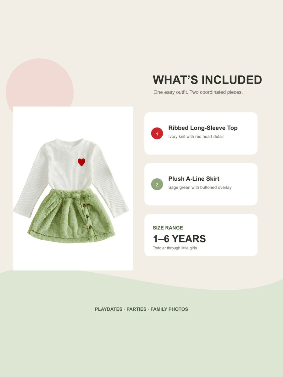 95%cotton,5%spandex Care instructions: Machine wash cold skirt set in sage green with A-line silhouette