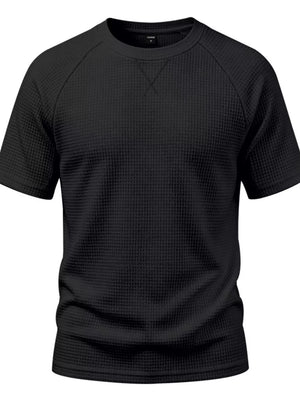 Men's Full Size Waffle Knit Raglan T-shirt in lavender with waffle-knit