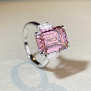 ring in Blush Pink with geometric and geometric cut stones