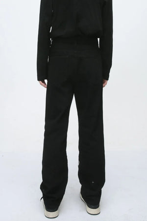 Dark Zip-Detail Straight Leg Jeans