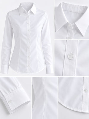 classic button-down shirt in white with collared