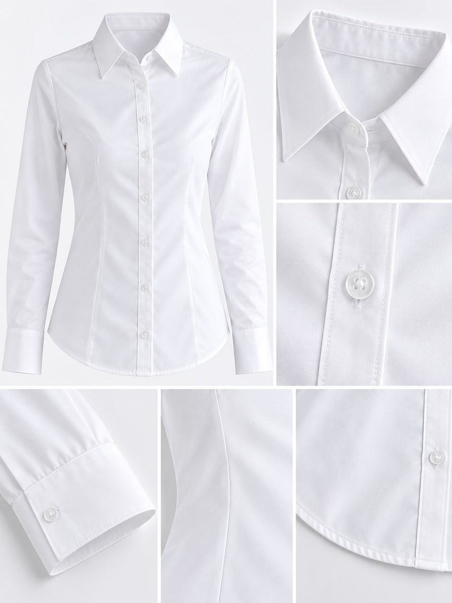 classic button-down shirt in white with collared