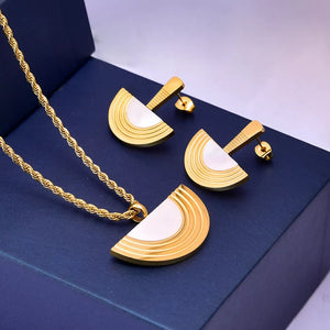 jewelry set featuring geometric in gold with 18K Gold-Plated, Resin, Titanium Steel Care instructions: Avoid wearing during