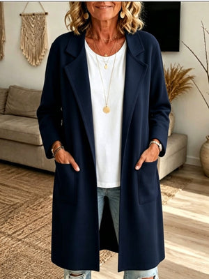 Navy Blue relaxed cardigan with collared
