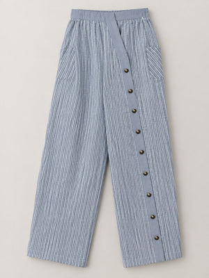 Gray wide-leg pants with full-length and pull-on