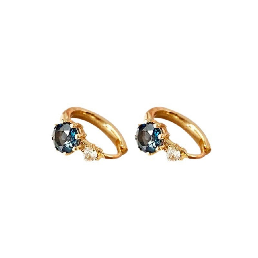 hoop earrings in dark blue with gemstone accents and mini