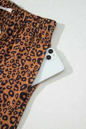 Brown relaxed pajama set with crew neck