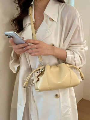 PU Leather Imported Size & crossbody bag in Yellow with relaxed silhouette