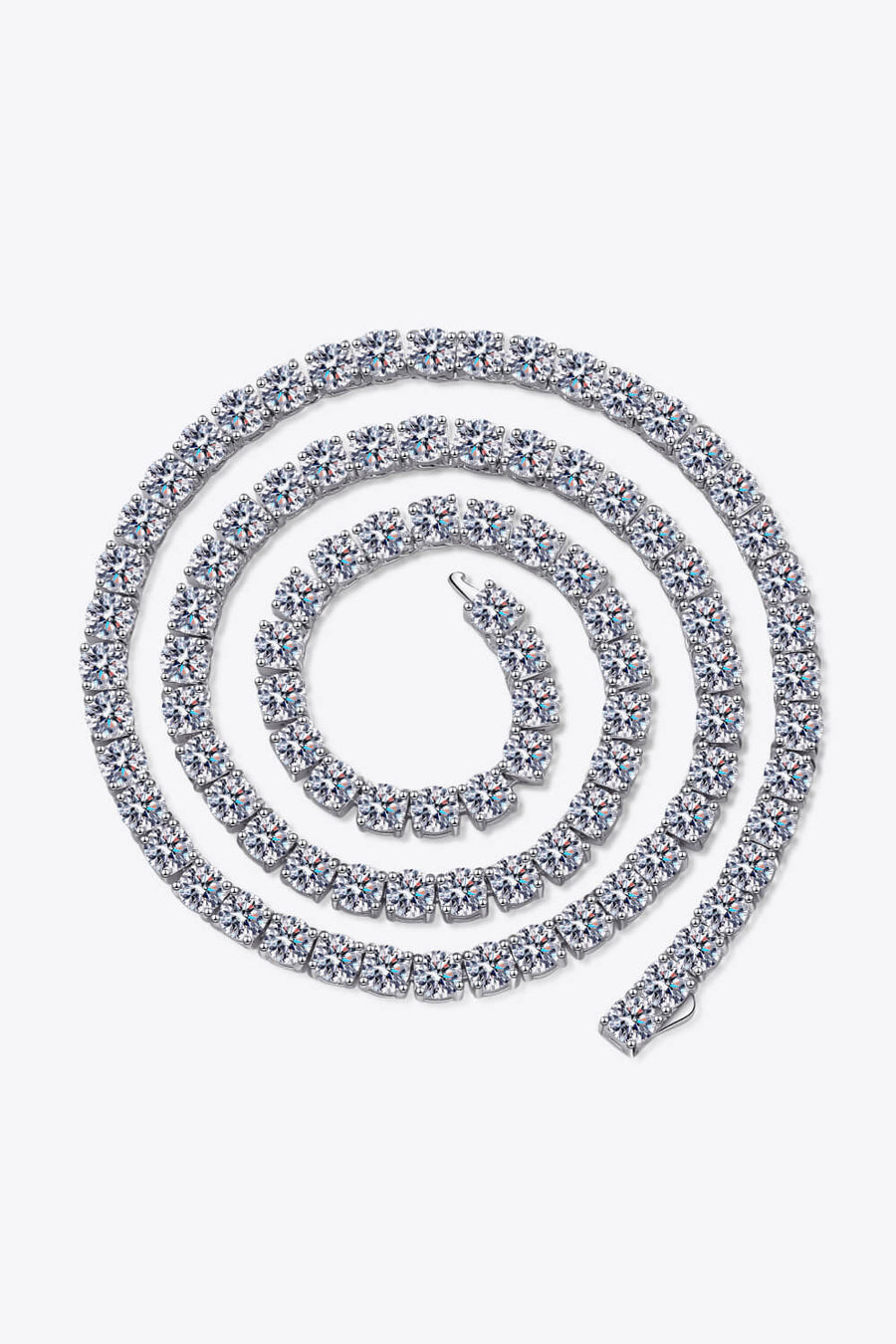Diamond tennis necklace in silver 925 sterling silver with clear cubic zirconia stones