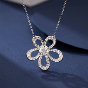 necklace in silver featuring flower pendant and pendant necklace fit