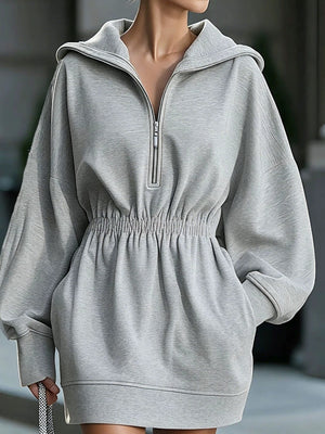 Black sweater dress with mini and quarter-zip
