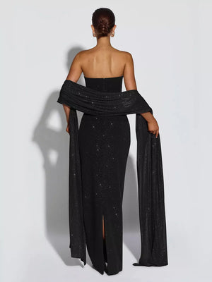 black maxi dress with maxi and pullover